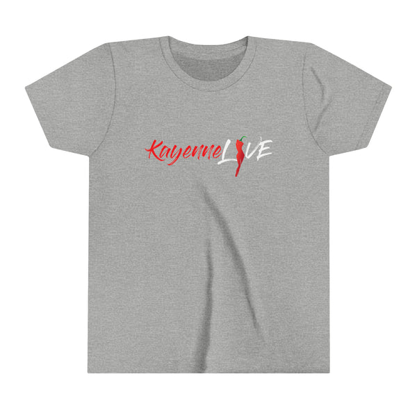 Kayenne Live official white logo_Youth Short Sleeve Tee