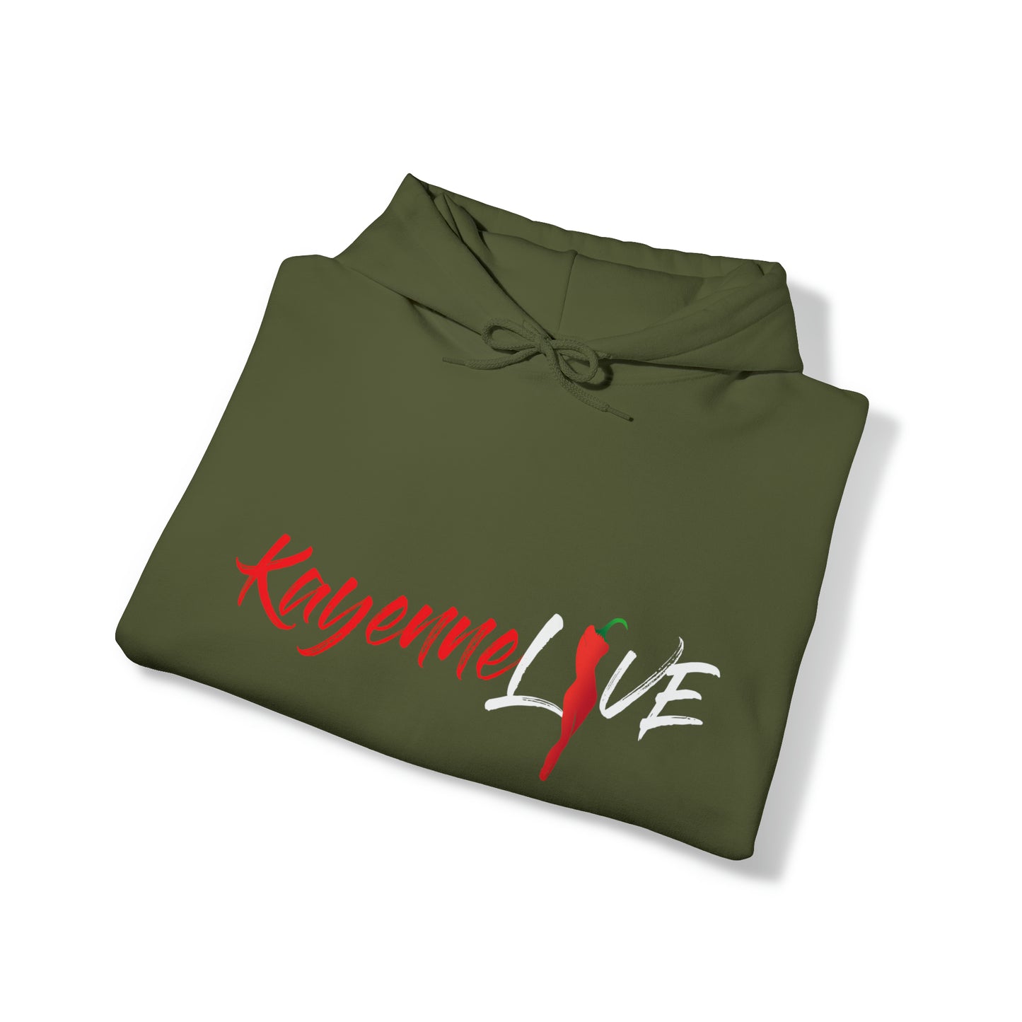 Kayenne Live official logo white_Unisex Heavy Blend™ Hooded Sweatshirt