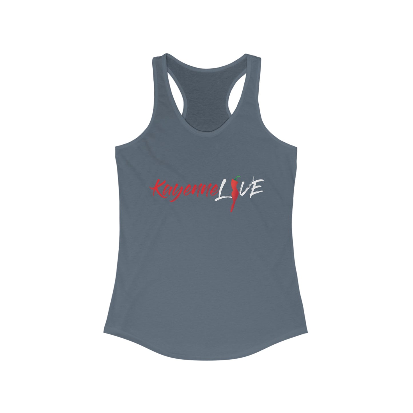 Kayenne Live White Logo_Women's Ideal Racerback Tank