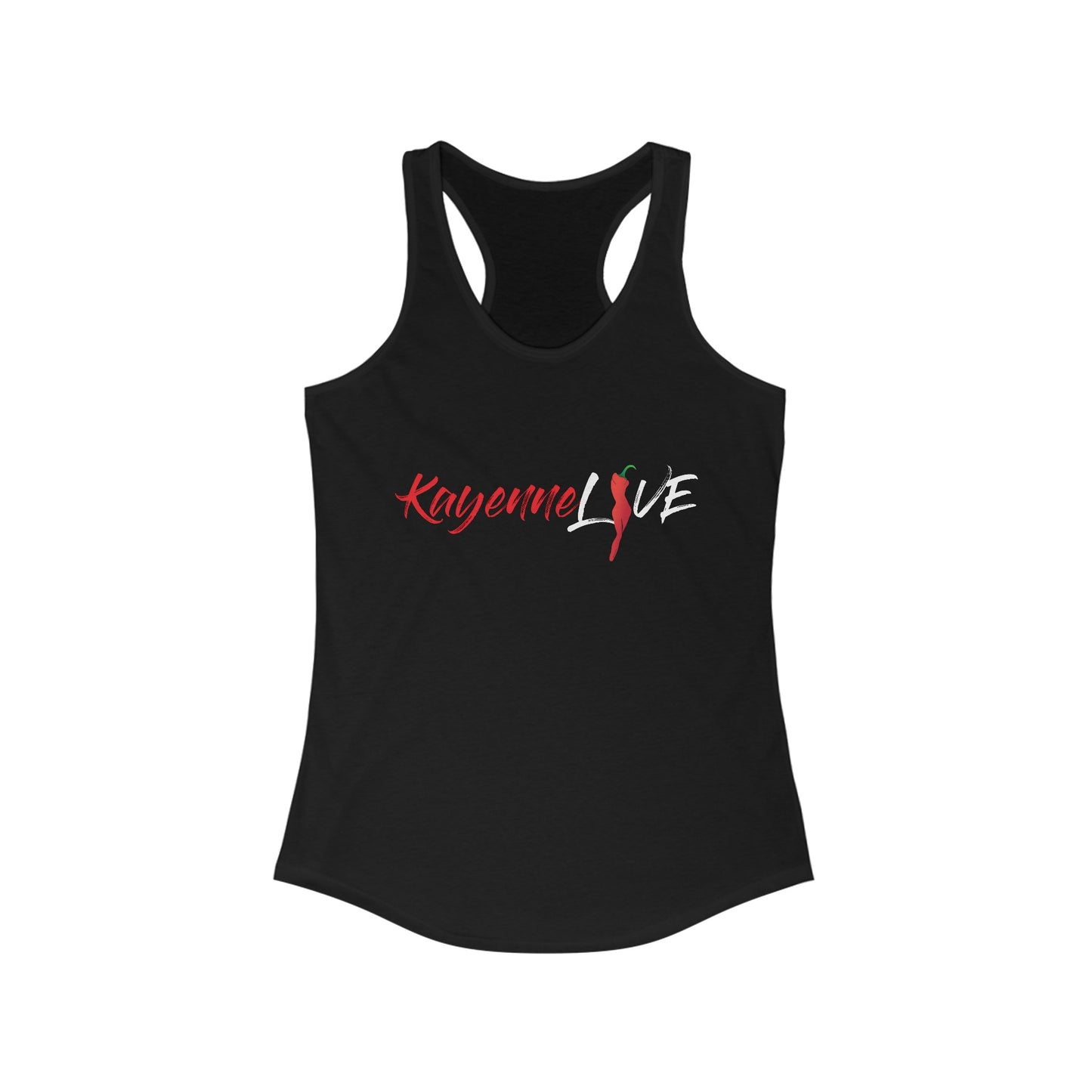 Kayenne Live White Logo_Women's Ideal Racerback Tank