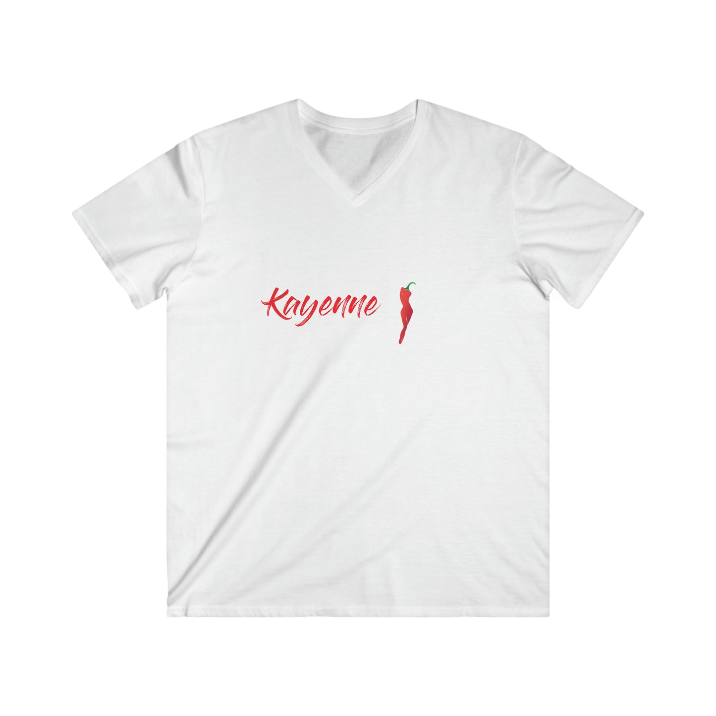 Kayenne Live Logo White_Men's Fitted V-Neck Short Sleeve Tee