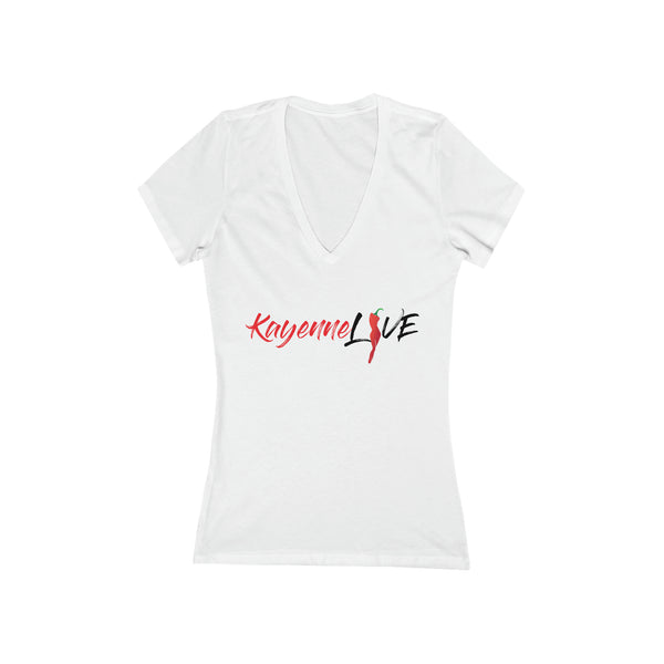 Kayenne Live Logo Black_Women's Jersey Short Sleeve Deep V-Neck Tee