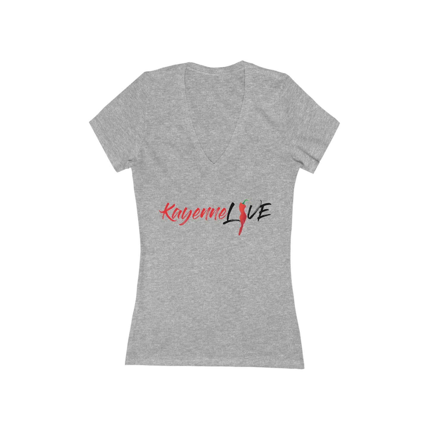 Kayenne Live Logo Black_Women's Jersey Short Sleeve Deep V-Neck Tee